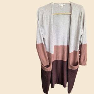 Poof Apparel Colorblock Cardigan In Neutral Colors - Spring Refresh Transitional